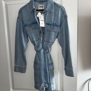 Zara Belted Denim Lexi Dress (Size XS)
